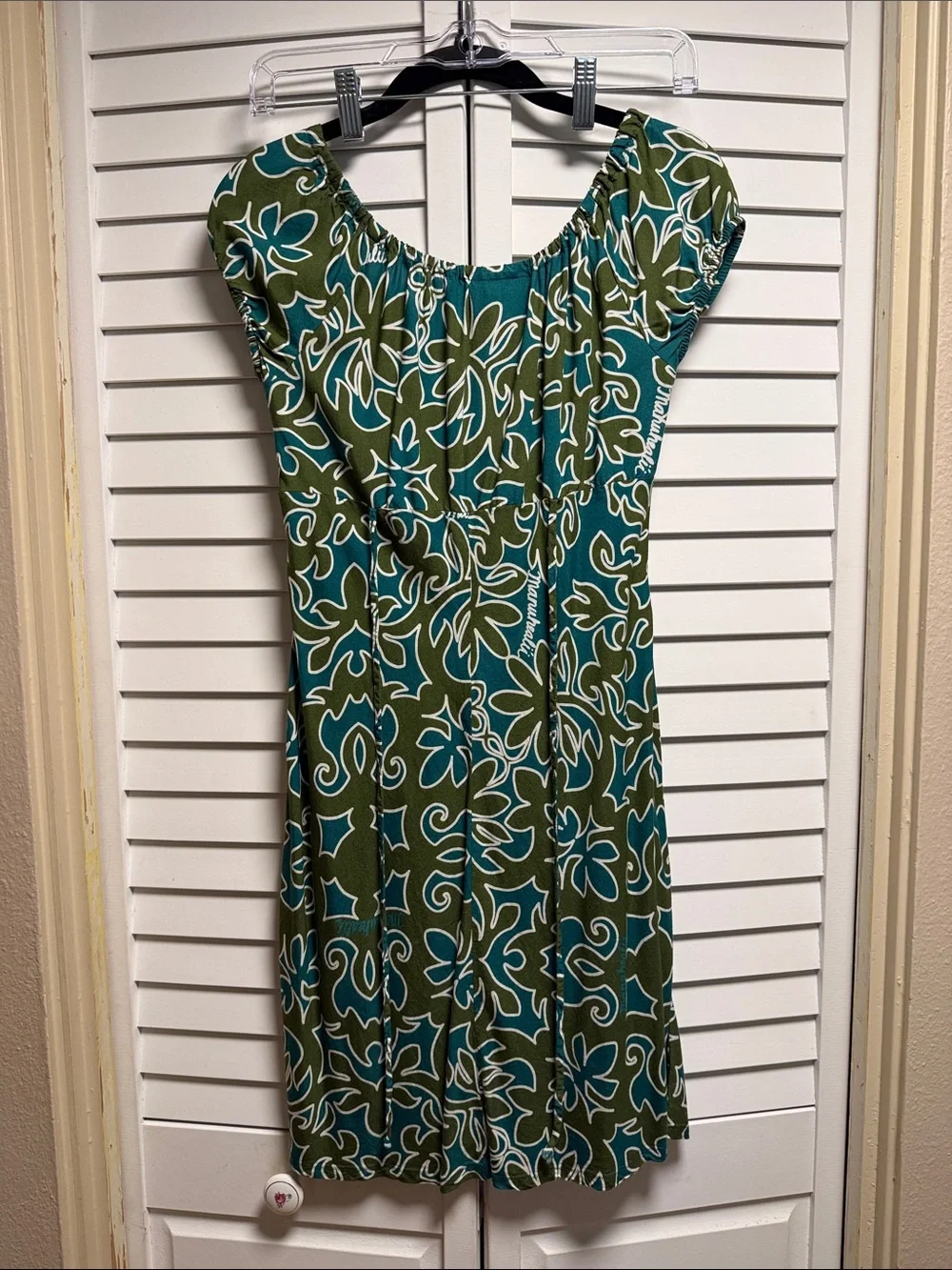 Manuhealii Olive Green & Teal Floral Mini Dress - Picture 3 of 5